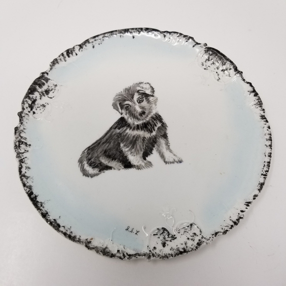 Porcelain? 8Inch Plate Signed Dog Sketch Portrait - Picture 16 of 16
